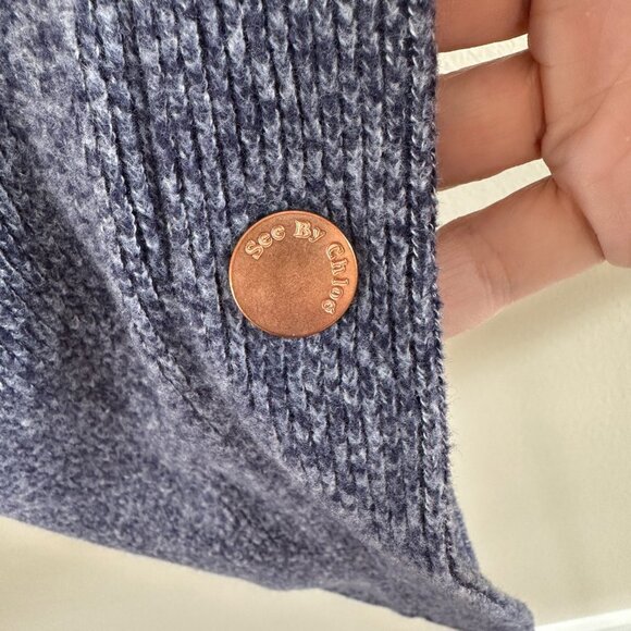 See by Chloe Blue Hooded Poncho, Small - Picture 8 of 13